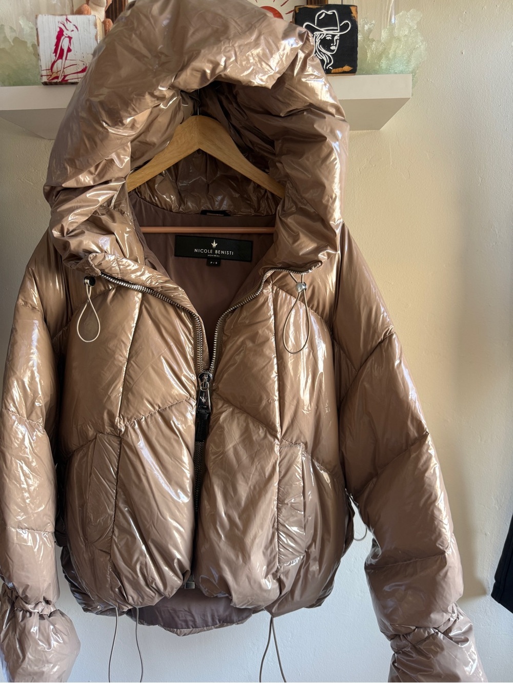 Nicole Benisti Taupe Sateen Puffer Jacket
